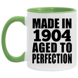 120th Birthday Made In 1904 Aged To Perfection - 11oz Accent Mug Green