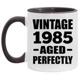 39th Birthday Vintage 1985 Aged Perfectly - 11oz Accent Mug Black