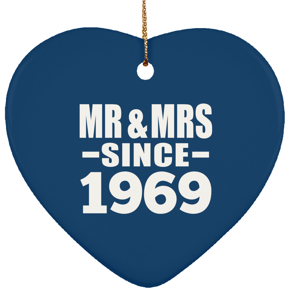 55th Anniversary Mr & Mrs Since 1969 - Heart Ornament
