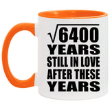 80th Anniversary Square Root of 6400 Years Still In Love - 11oz Accent Mug Orange