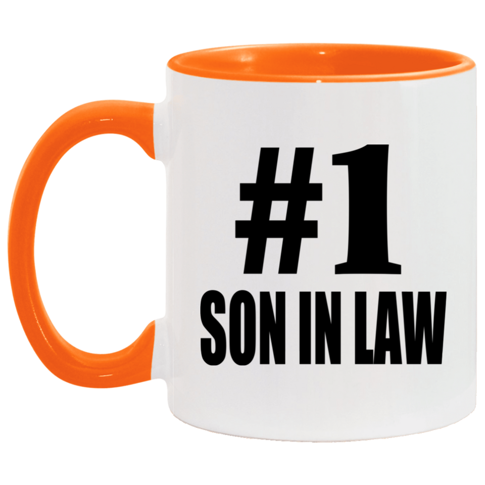 Number One #1 Son In Law - 11oz Accent Mug Orange