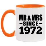 52nd Anniversary Mr & Mrs Since 1972 - 11oz Accent Mug Orange