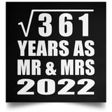19th Anniversary Square Root of 361 Years As Mr & Mrs 2022 - Poster Square