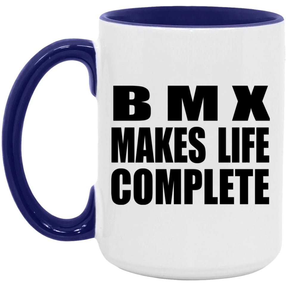 BMX Makes Life Complete - 15oz Accent Mug Purple