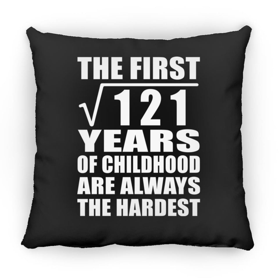11th Birthday Square Root of 121 Years of Childhood - Throw Pillow Black