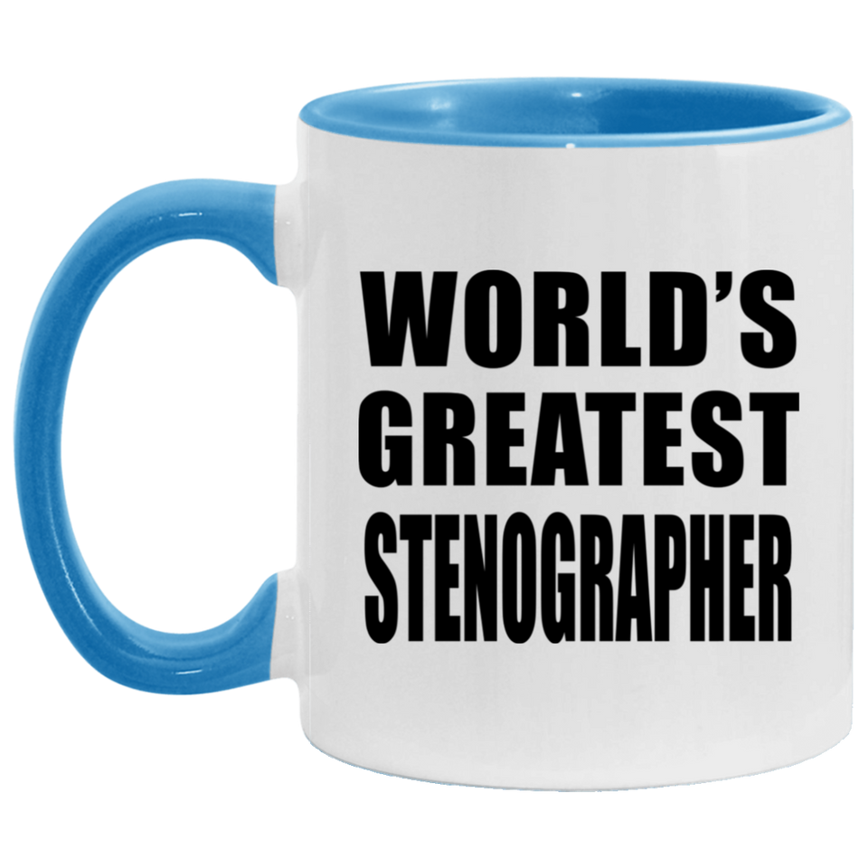 World's Greatest Stenographer - 11oz Accent Mug Blue