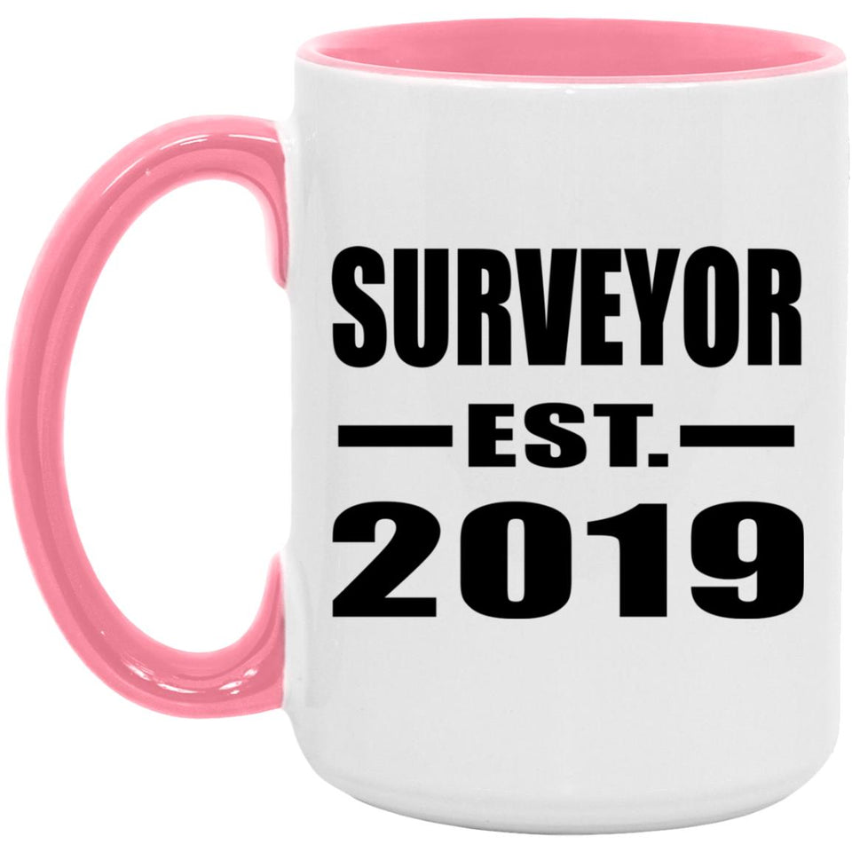 Surveyor Established EST. 2019 - 15oz Accent Mug Pink