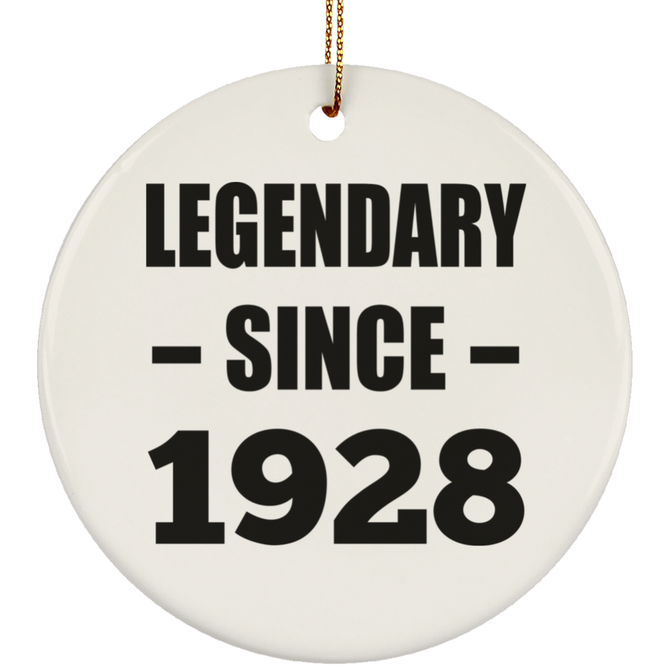 96th Birthday Legendary Since 1928 - Circle Ornament