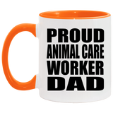 Proud Animal Care Worker Dad - 11oz Accent Mug Orange