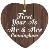 First Year As Mr & Mrs Cunningham - Heart Ornament D