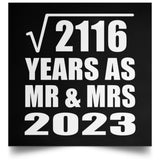 46th Anniversary Square Root of 2116 Years As Mr & Mrs 2023 - Poster Square