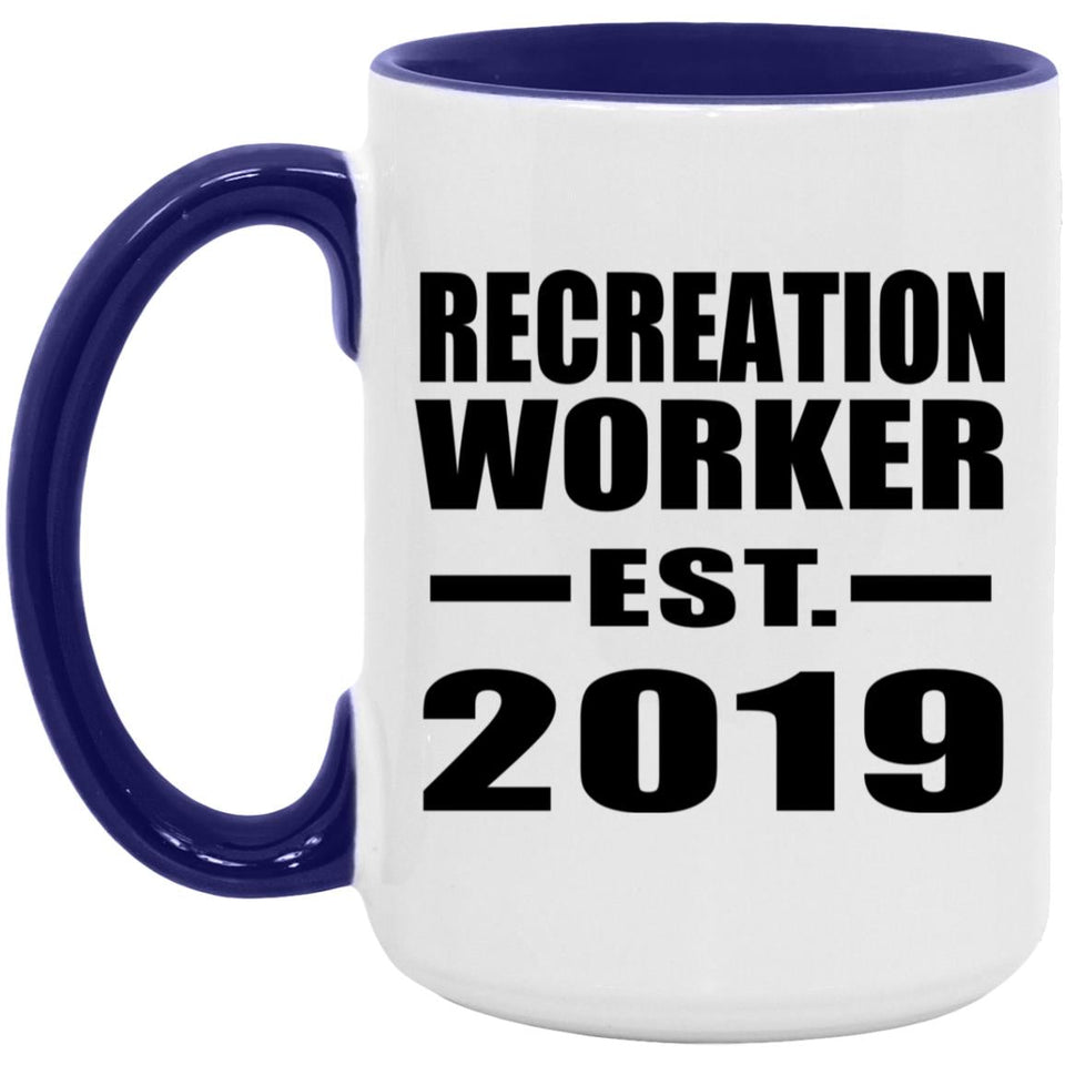 Recreation Worker Established EST. 2019 - 15oz Accent Mug Purple