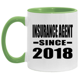 Insurance Agent Since 2018 - 11oz Accent Mug Green