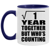 1st Anniversary Square Root of 1 Year Who's Counting - 11oz Accent Mug Purple