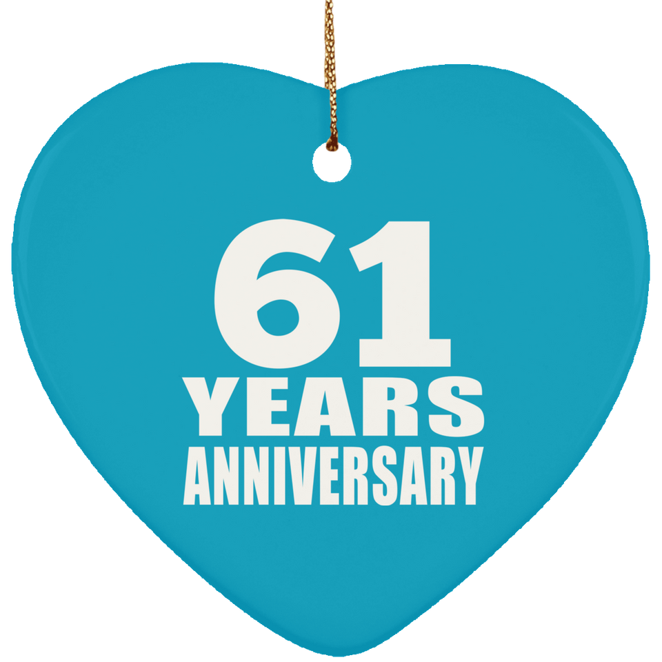 61st Anniversary 61 Years - Heart Ornament
