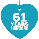 61st Anniversary 61 Years - Heart Ornament