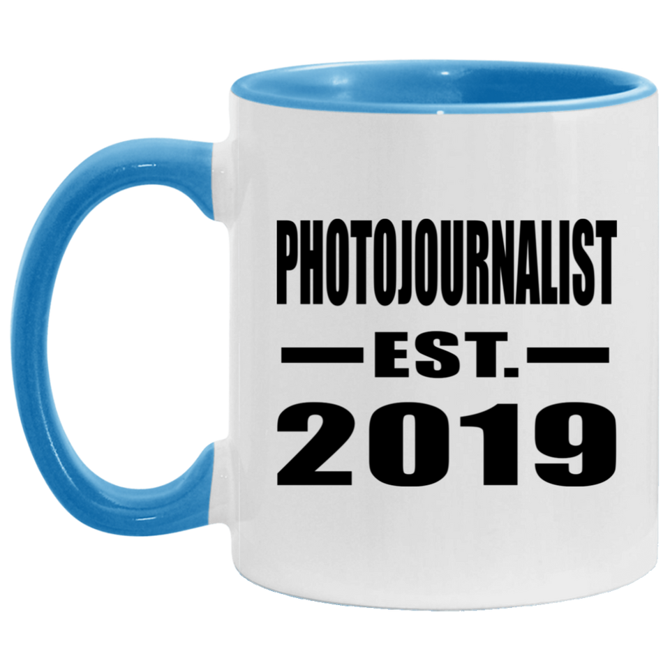 Photojournalist Established EST. 2019 - 11oz Accent Mug Blue