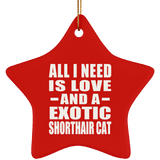 All I Need Is Love And A Exotic Shorthair Cat - Star Ornament