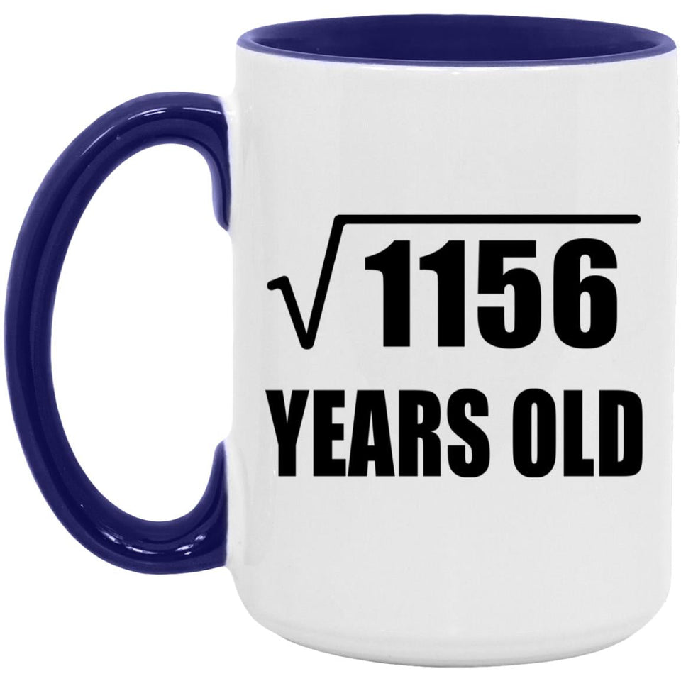 34th Birthday Square Root of 1156 Years Old - 15oz Accent Mug Purple