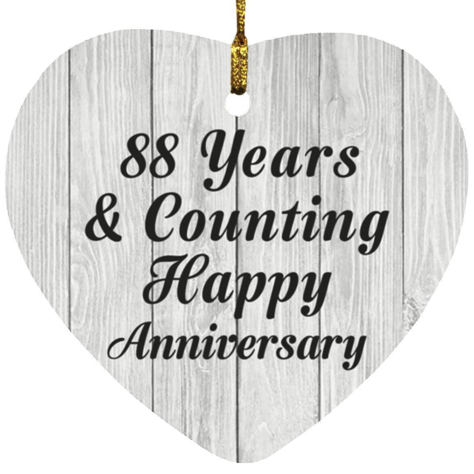 Happy 88th Anniversary 88 Years & Counting - Heart Ornament F