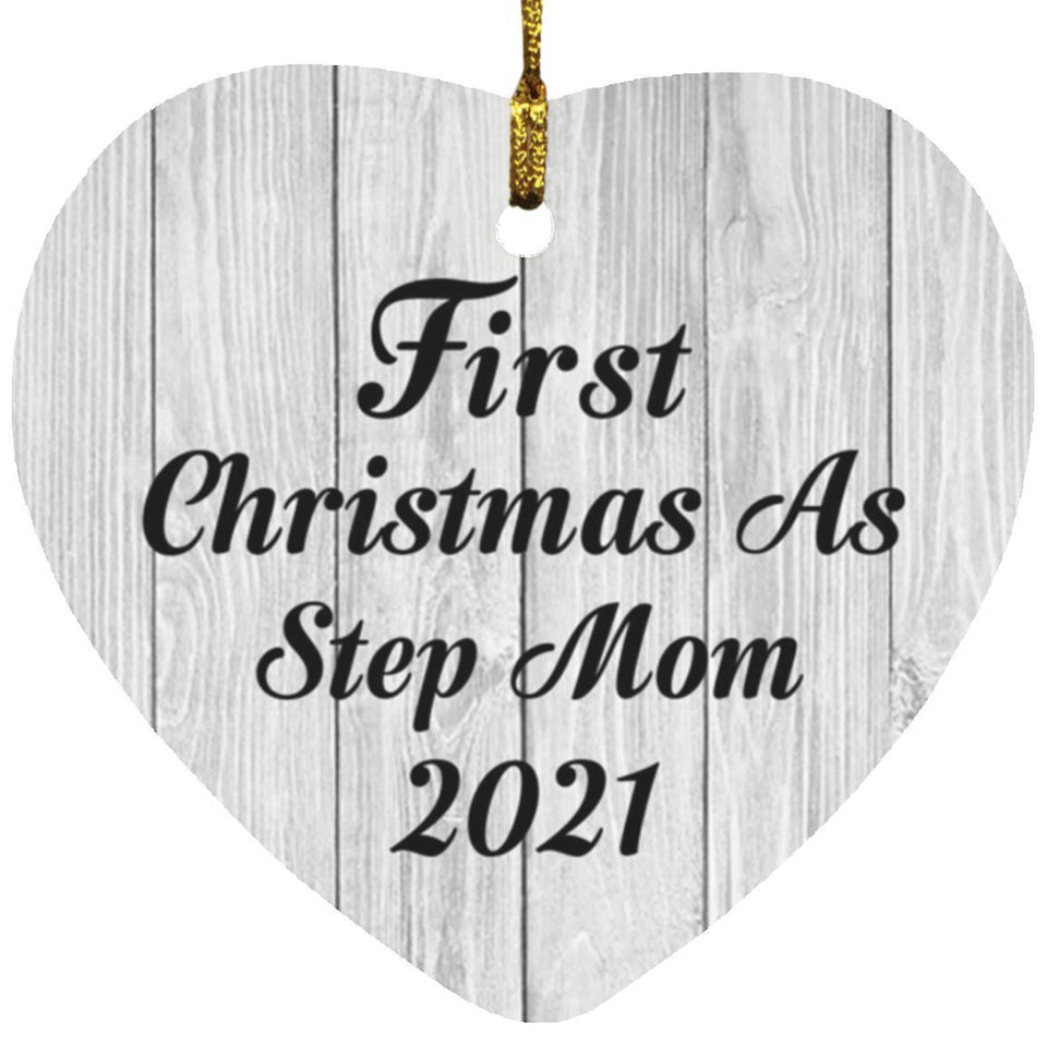 First Christmas As Step Mom 2021 - Heart Ornament F