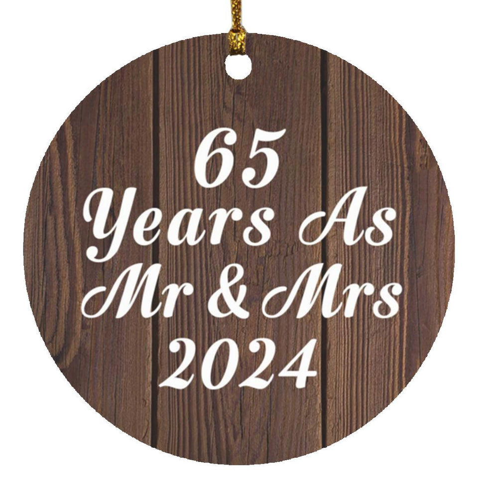 65th Anniversary 65 Years As Mr & Mrs 2024 - Circle Ornament D