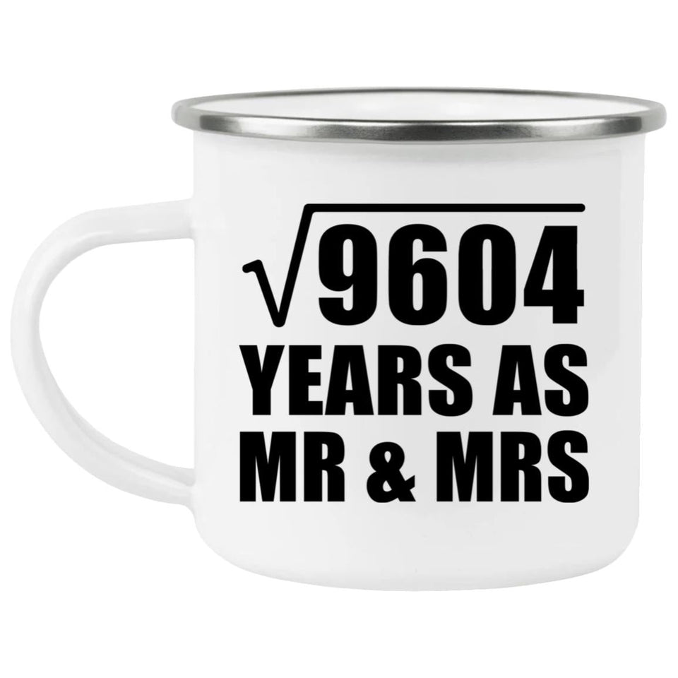 98th Anniversary Square Root of 9604 Years As Mr & Mrs - 12oz Camping Mug