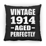 110th Birthday Vintage 1914 Aged Perfectly - Throw Pillow Black