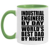 Industrial Engineer By Day World's Best Dad By Night - 11oz Accent Mug Green