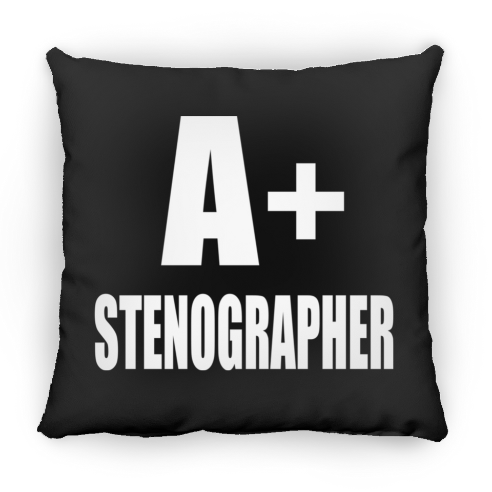 A+ Stenographer - Throw Pillow Black