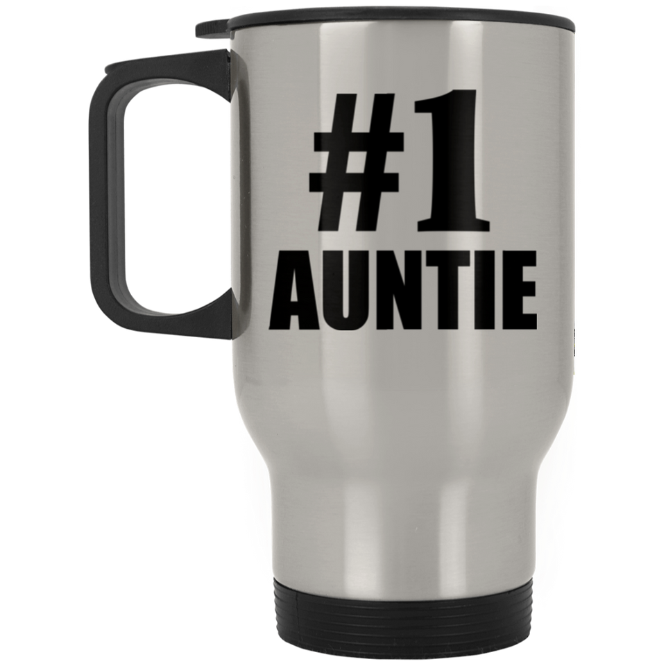 Number One #1 Auntie - Silver Travel Mug