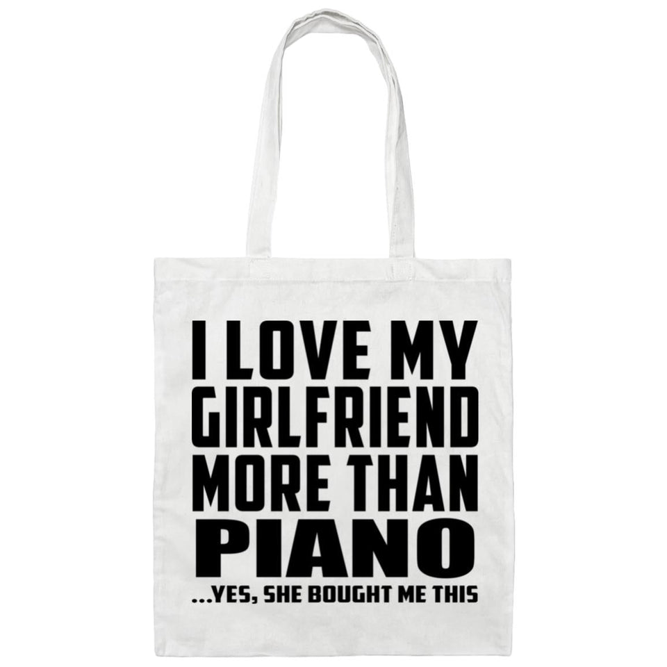 I Love My Girlfriend More Than Piano - Tote Bag White