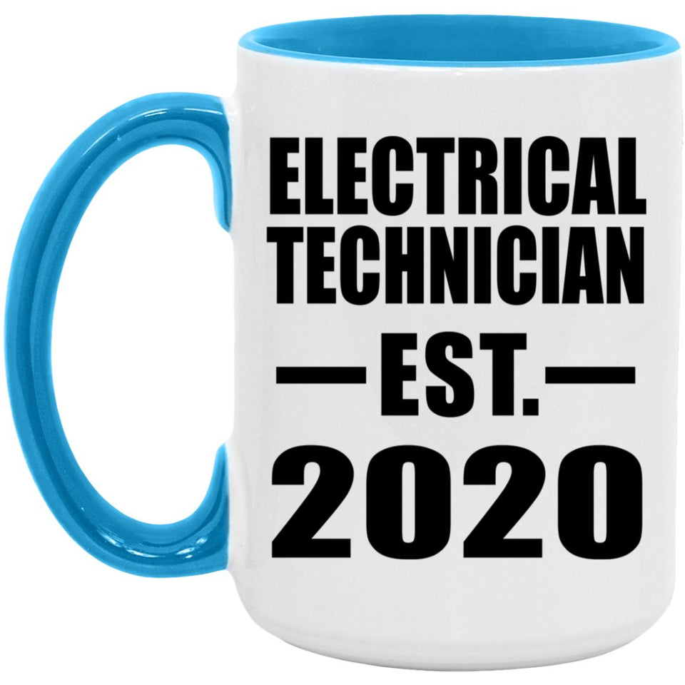 Electrical Technician Established EST. 2020 - 15oz Accent Mug Blue