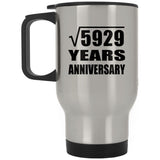 77th Anniversary Square Root of 5929 Years Anniversary - Silver Travel Mug
