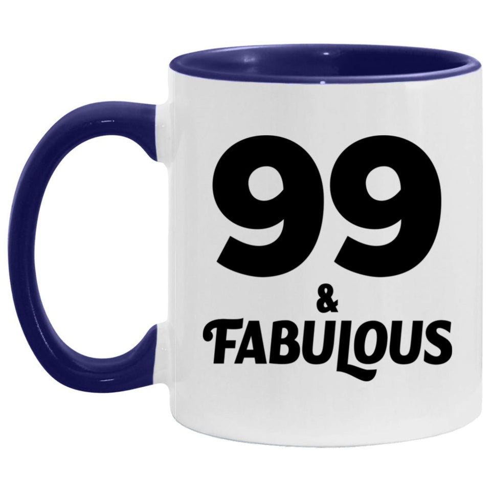 99th Birthday 99 & Fabulous - 11oz Accent Mug Purple