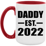 Daddy Established EST. 2022 - 15oz Accent Mug Red