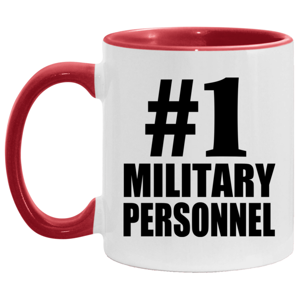 Number One #1 Military Personnel - 11oz Accent Mug Red