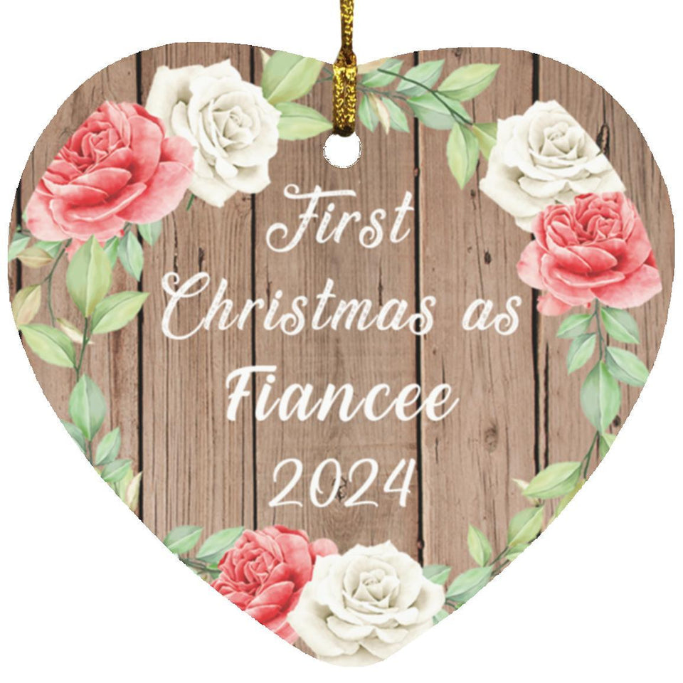 First Christmas As Fiancee 2024 - Heart Ornament B