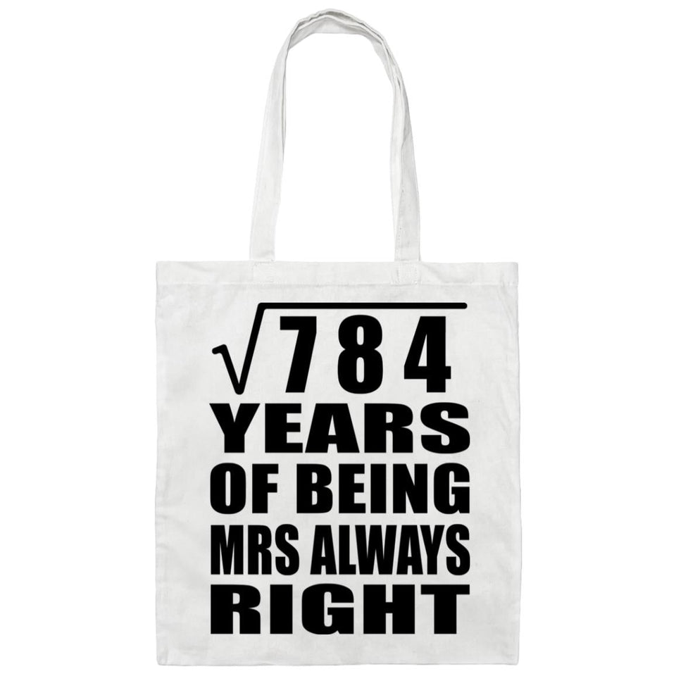28th Anniversary Square Root of 784 Years Mrs Always Right - Tote Bag White