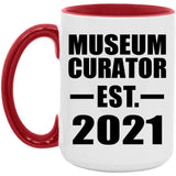 Museum Curator Established EST. 2021 - 15oz Accent Mug Red