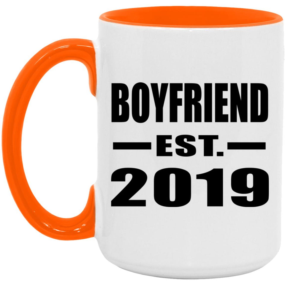 Boyfriend Established EST. 2019 - 15oz Accent Mug Orange