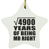 70th Anniversary Square Root of 4900 Years of Being Mr Right - Star Ornament