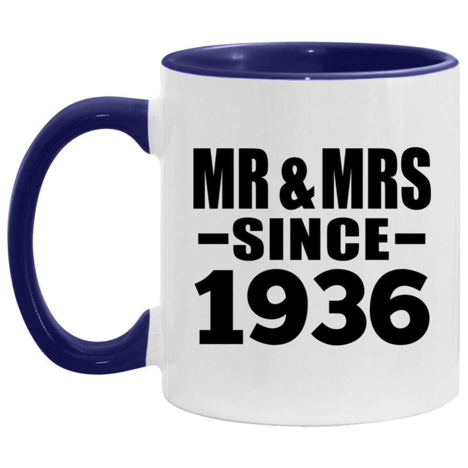 88th Anniversary Mr & Mrs Since 1936 - 11oz Accent Mug Purple
