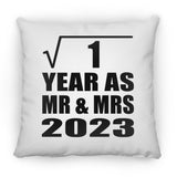 1st Anniversary Square Root of 1 Year As Mr & Mrs 2023 - Throw Pillow