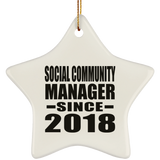 Social Community Manager Since 2018 - Star Ornament