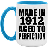 112th Birthday Made In 1912 Aged To Perfection - 15oz Accent Mug Blue