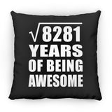 91st Birthday Square Root of 8281 Years of Being Awesome - Throw Pillow Black