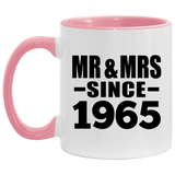 59th Anniversary Mr & Mrs Since 1965 - 11oz Accent Mug Pink