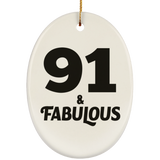 91st Birthday 91 & Fabulous - Oval Ornament