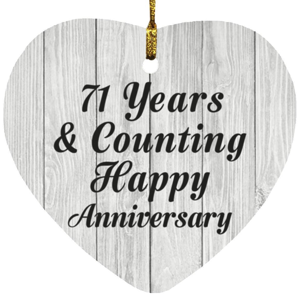 Happy 71st Anniversary 71 Years & Counting - Heart Ornament F